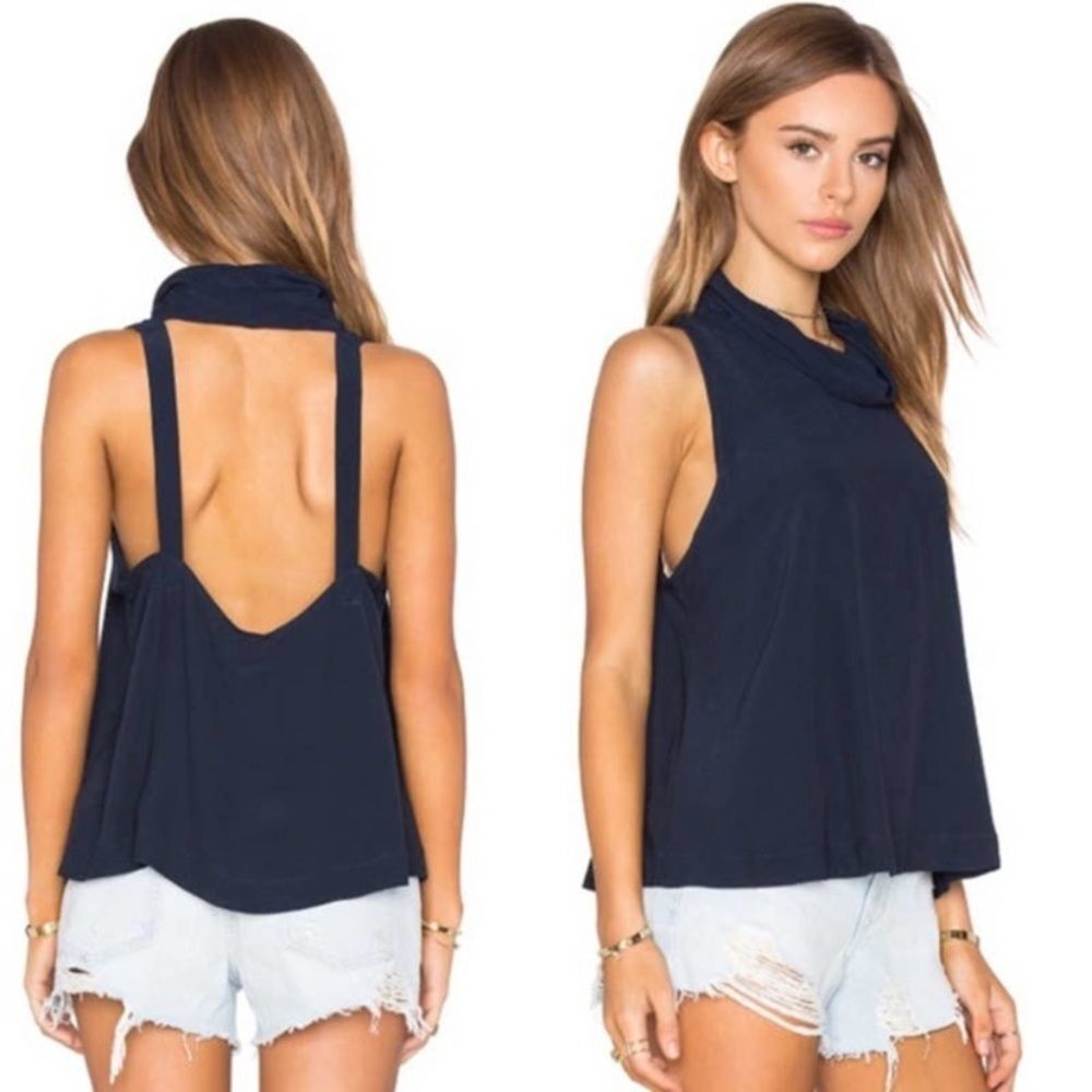 FREE PEOPLE Open Back Cowl Neck Tank Top